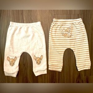 Disney Baby Bambi Cream and Tan Pants Set size 0/3M